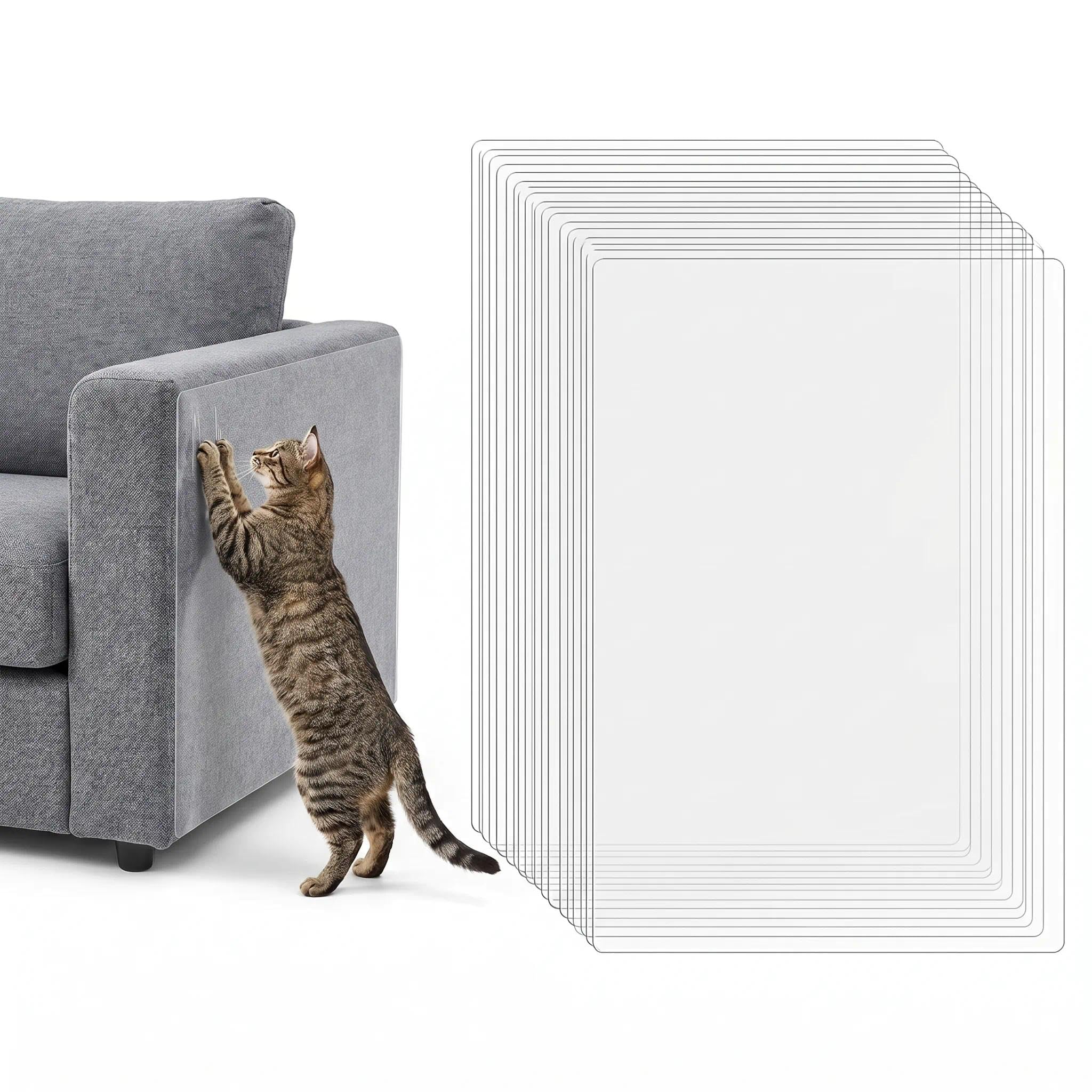 12Pcs Pre-Cut Cat Scratch Protector, Clear PVC Sofa Furniture Pads