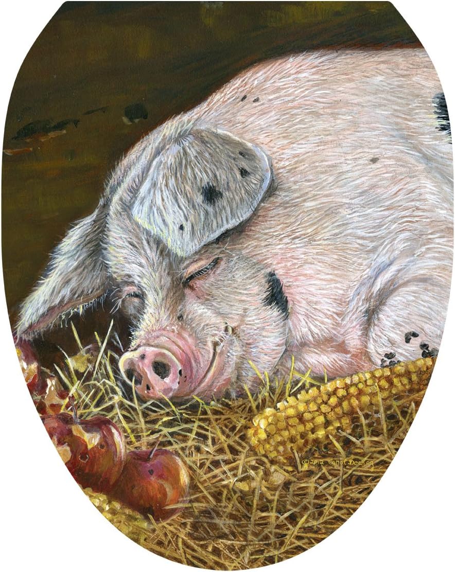 Toilet Tattoos, Toilet Seat Cover Decal, Hogg Heaven Pig, Size Elongated
