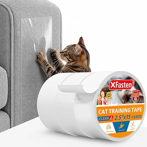 XFasten Cinta de entrenamiento para gatos antiarañazos, transparente, 2.5 pulgadas x 15 yardas, 2.5 pulgadas x 15 yardas (paquete de 3) para