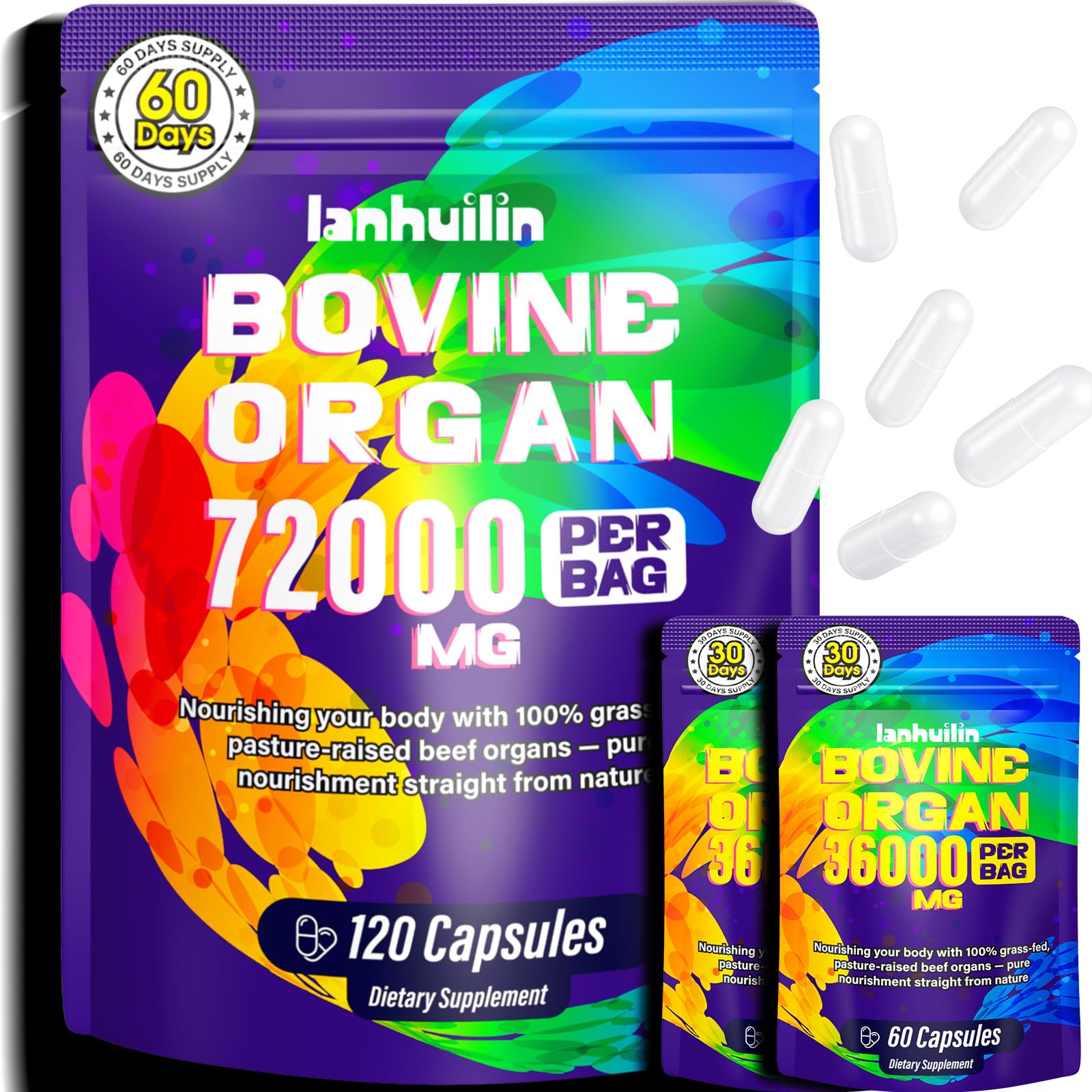 Beef Organ Supplement for Women Liver Kidney Uterus Heart 4 More with Ashwagandha DIM Vitamin Black Cohosh Grass