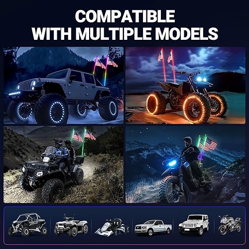 Miniatura 6 de IMARS 2 luces LED en espiral de 4 pies con Bluetooth y control remoto, 20 colores, 366 modos de iluminación, luz RGB de persecución resistente a la