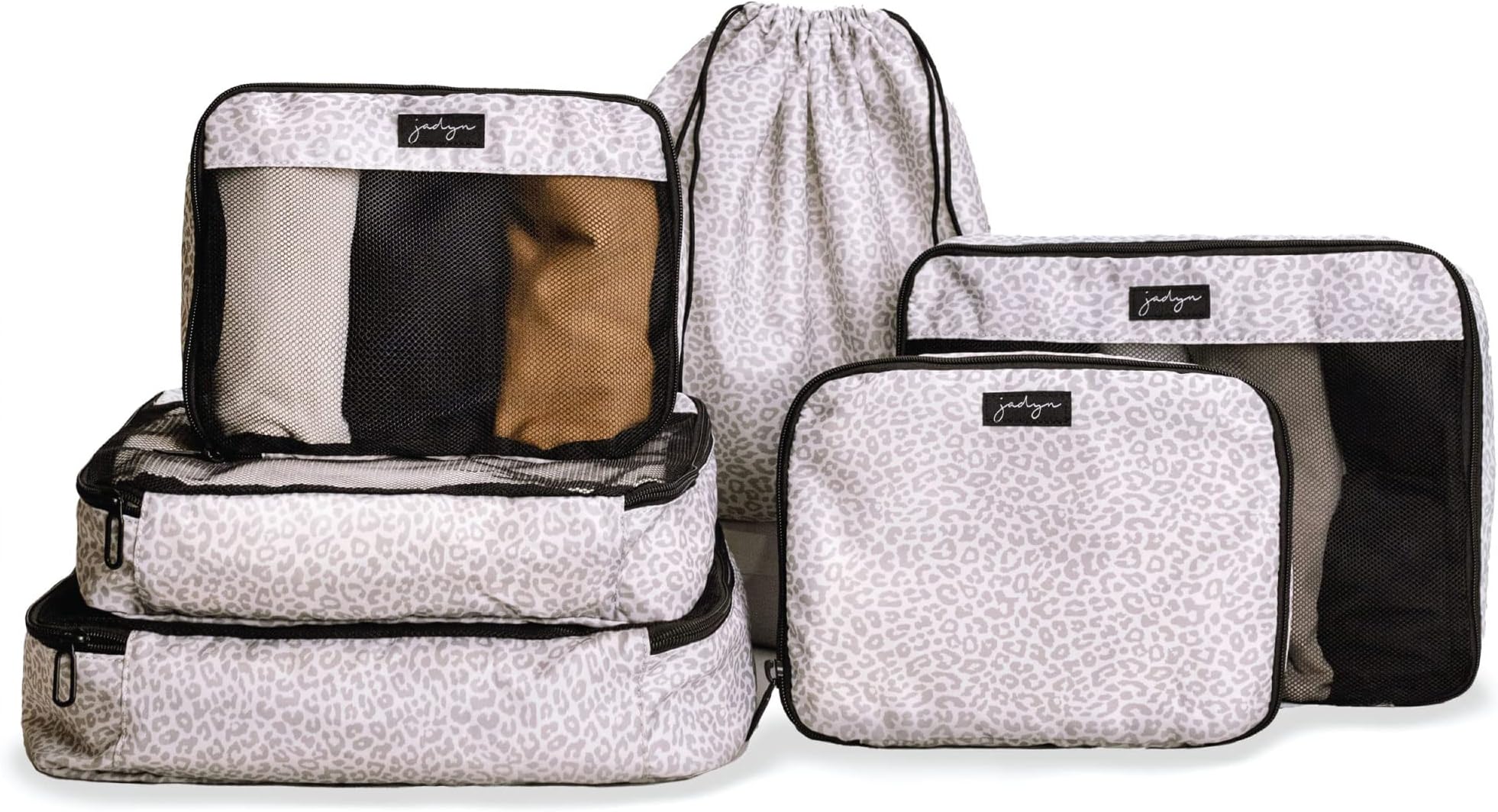 JadynPacking Cubes for Travel, 6-Piece Large Packing Cube Organizer Set for Suitcase, Duffel Bag, Luggage, Multiple Sizes Travel Essentials (Desert Leopard)