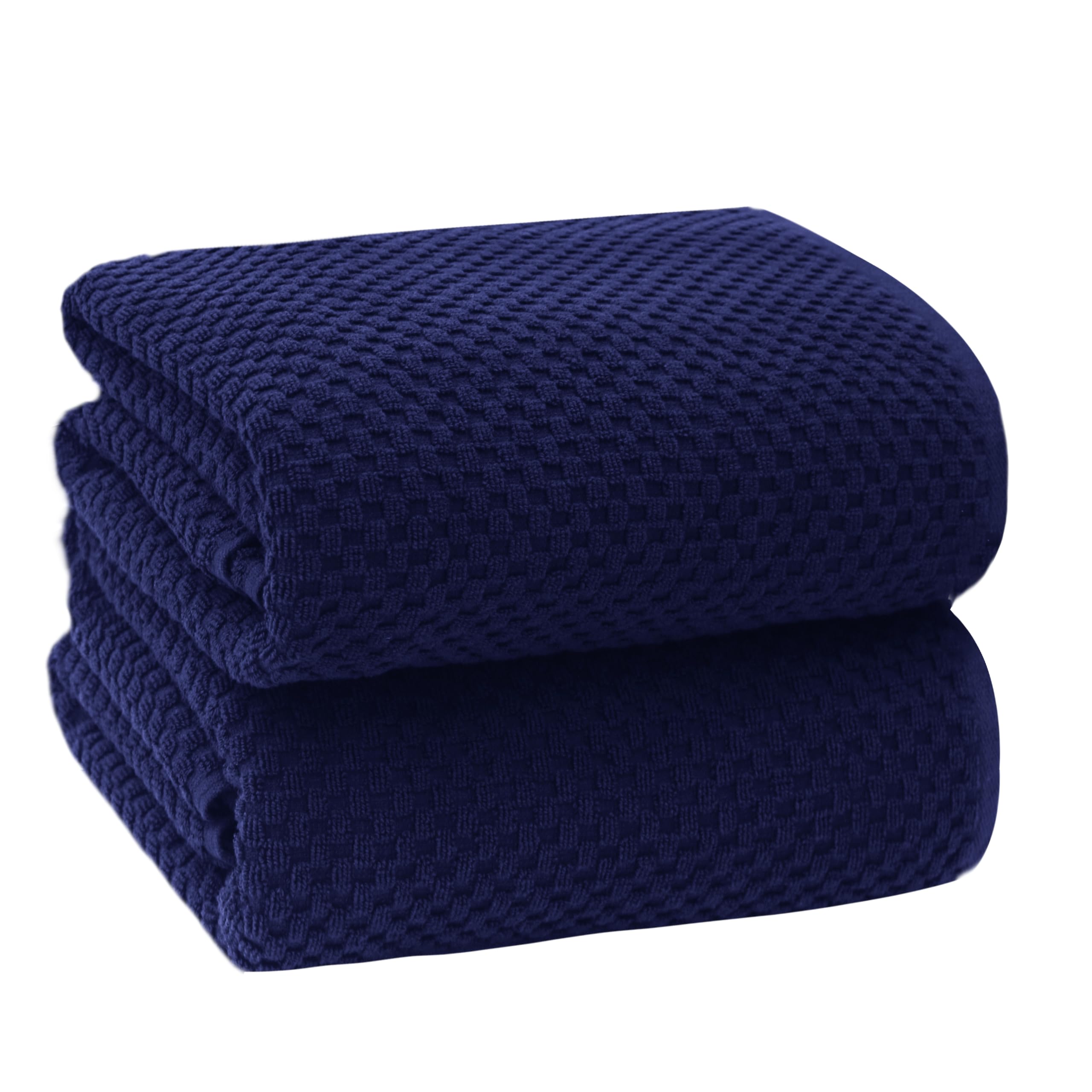 COTTON CRAFT Waffle Bath Sheets - Luxurious 2 Pack Euro Spa Waffle Weave Bath Sheets - Large 100% Ringspun Cotton Bath Towels - Absorbent Quick Dry Bathroom Towel Set - Oversized 35 x 70 inches - Navy