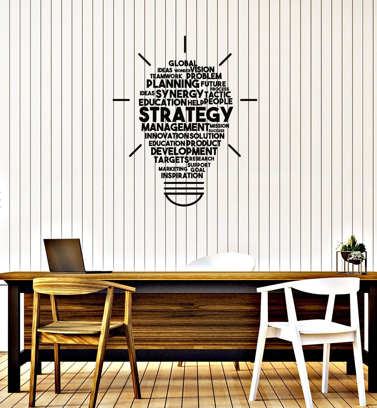 WallStickers4ever Large Vinyl Wall Decal Strategy Words Cloud Lightbulb Office Decor Idea Art Stickers Mural (ig5701)