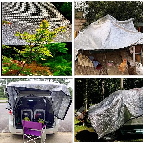 Miniatura 6 de 85 % papel de aluminio, tela resistente con ojales, pantalla de privacidad para mascotas, cubierta de automóvil, patio, jardín, pérgola, toldo (13 x