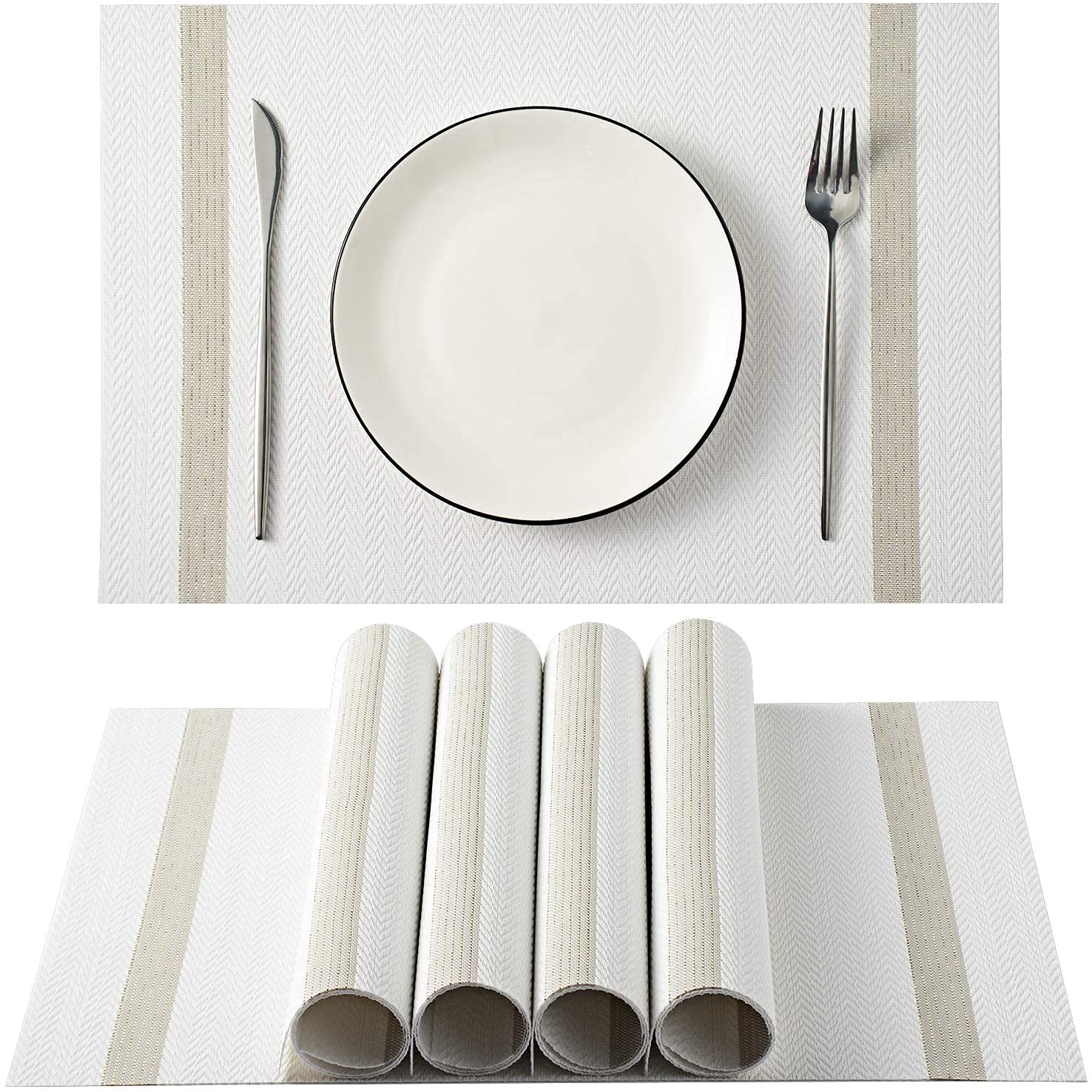 Leeonz® Placemats for Dining Table Set of 6 | PVC Placemats | Table Placemats | Placemats for Dining Table | Washable | Non-Slip (Color Code:31C-White) (B0C56Y4YGR) Amazon Price History, Amazon Price Tracker