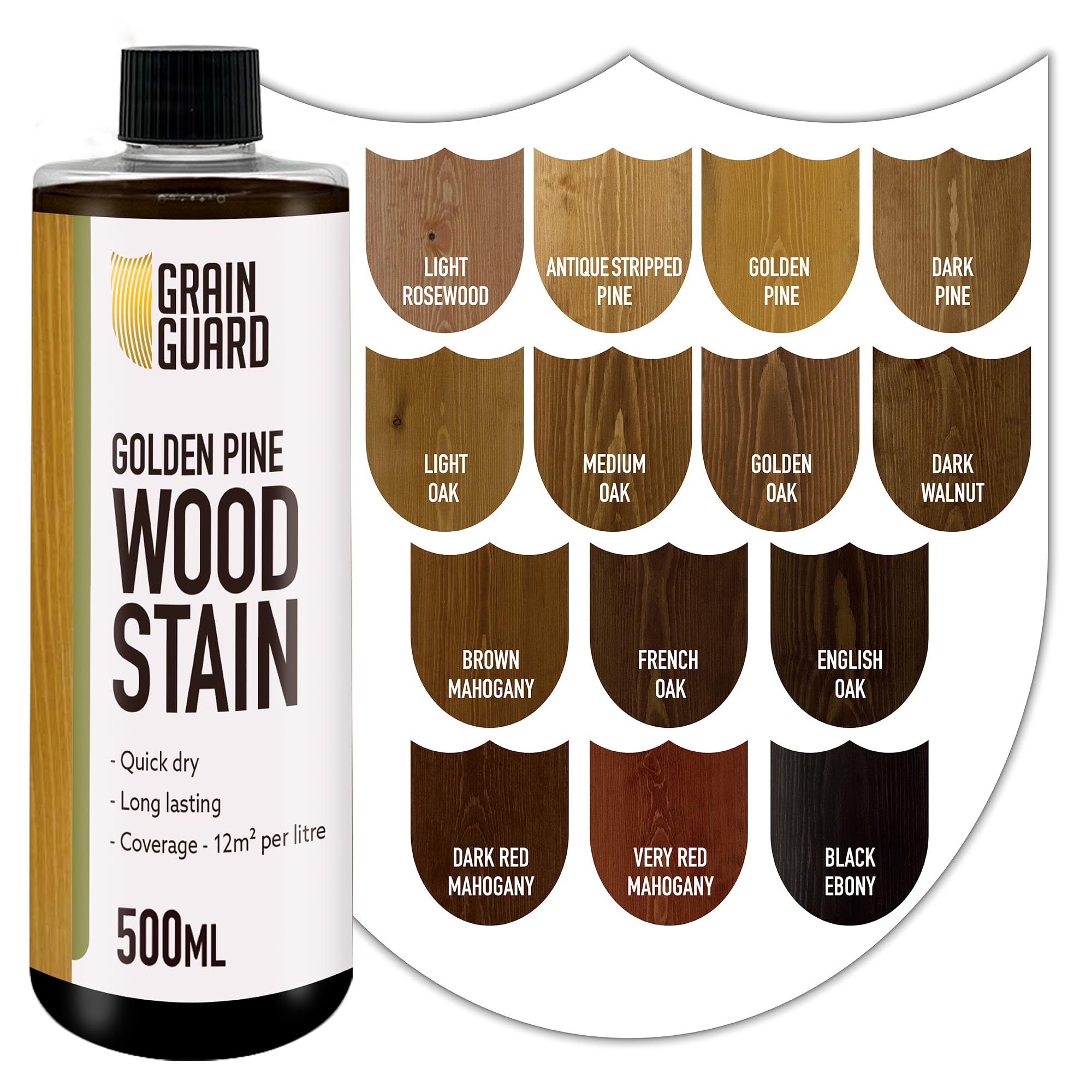 Wood Stain Water Based | Golden Pine | 500ml | Interior Furniture Stain | Light & Dark Stains | Eco-Friendly & Non-Toxic Wood Dye | Easy Application | Quick Dry & Low Odour