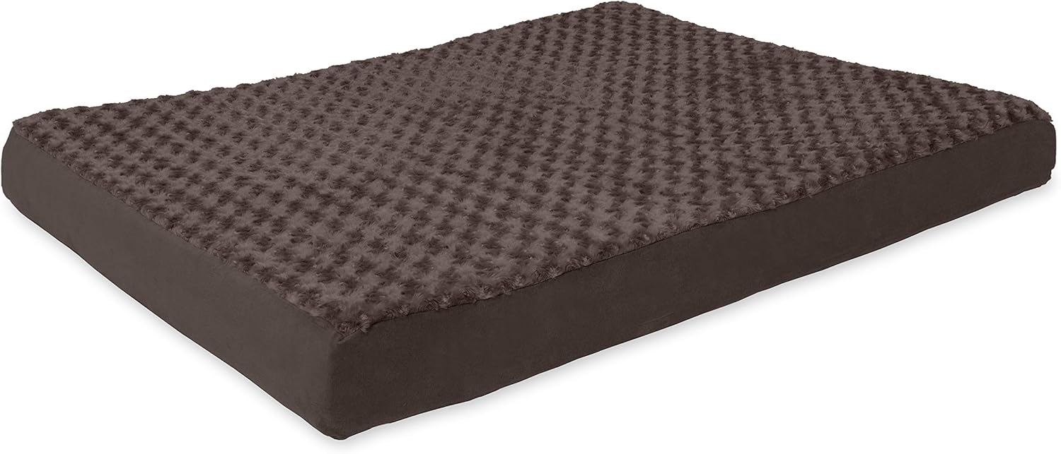 review Furhaven Pet Dog Bed - Deluxe Orthopedic Mat Ultra Plush Faux Fur Traditional Foam Mattress Pet Bed with Removable Cover for Dogs and Cats, Chocolate, Large