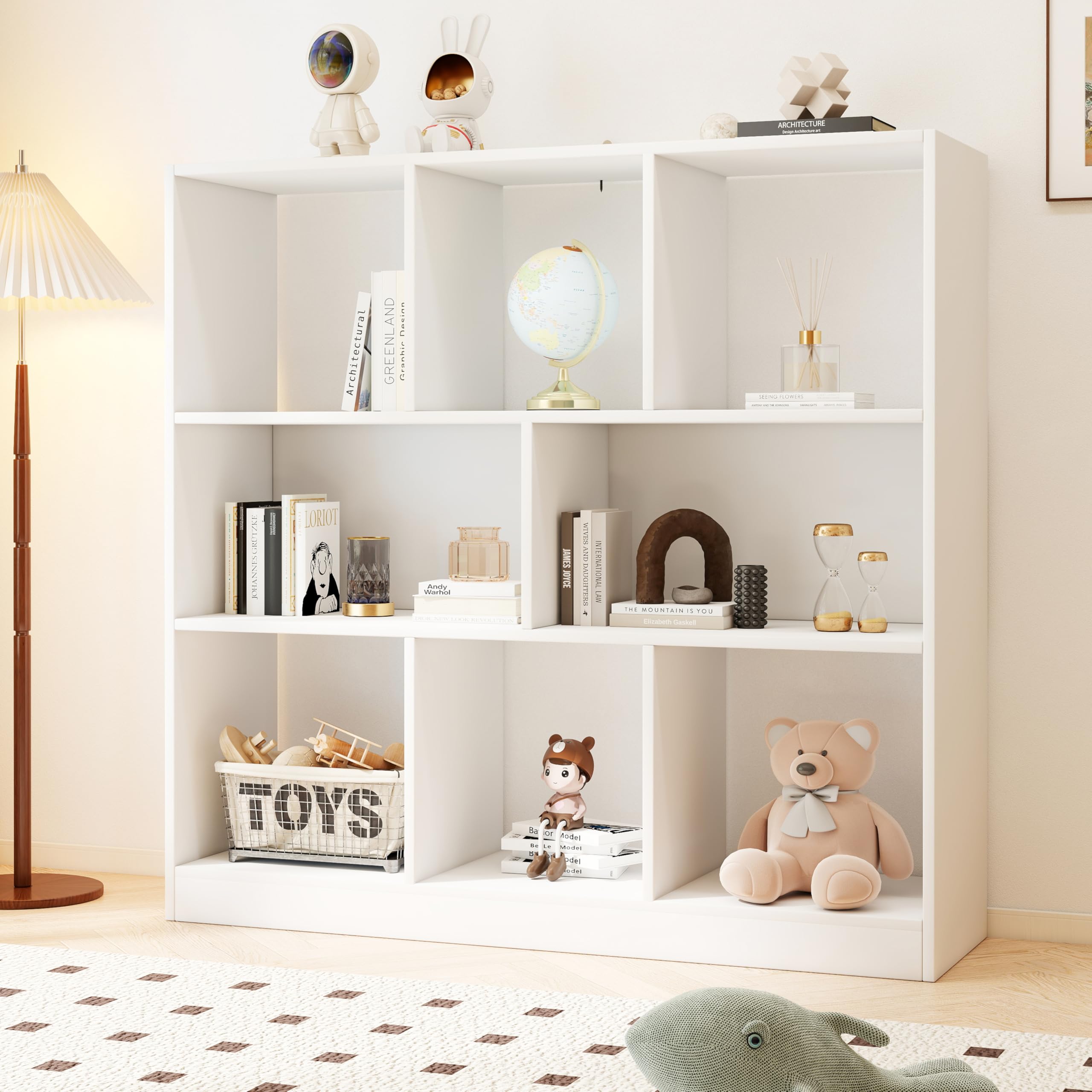 Estantería de Cubos 8 Compartimentos, Estantería para Libros de Pie 100x30x100 cm, Mueble de Almacenamiento Multifuncional Vertical u Horizontal, Ideal para Salón, Dormitorio, Oficina y Estudiantes