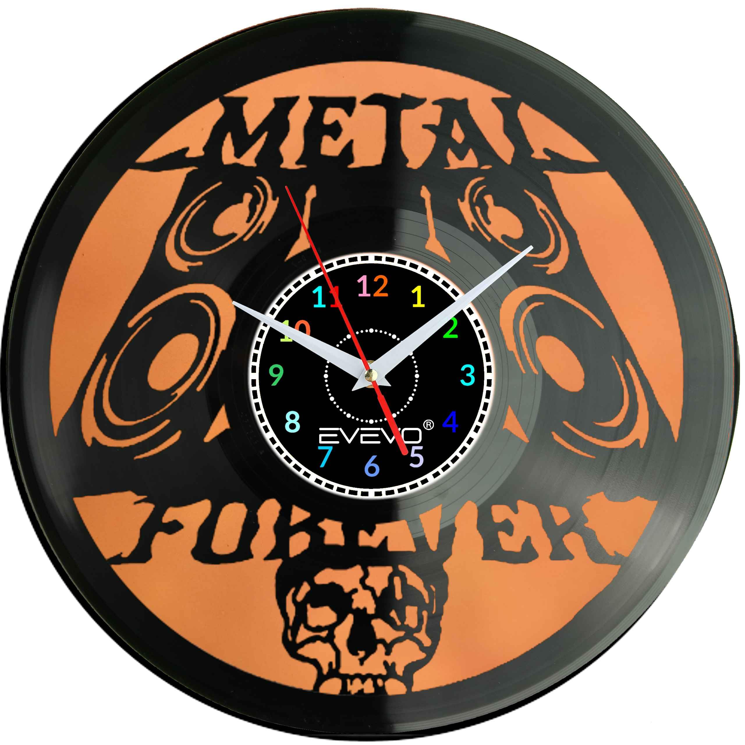 METAL FOREVER ETERNAL ZEGAR ŚCIENNY FLUORESCENCYJNE TŁO PŁYTA WINYLOWA PREZENT UPOMINEK GIFT SOUVENIR EVEVO F0075