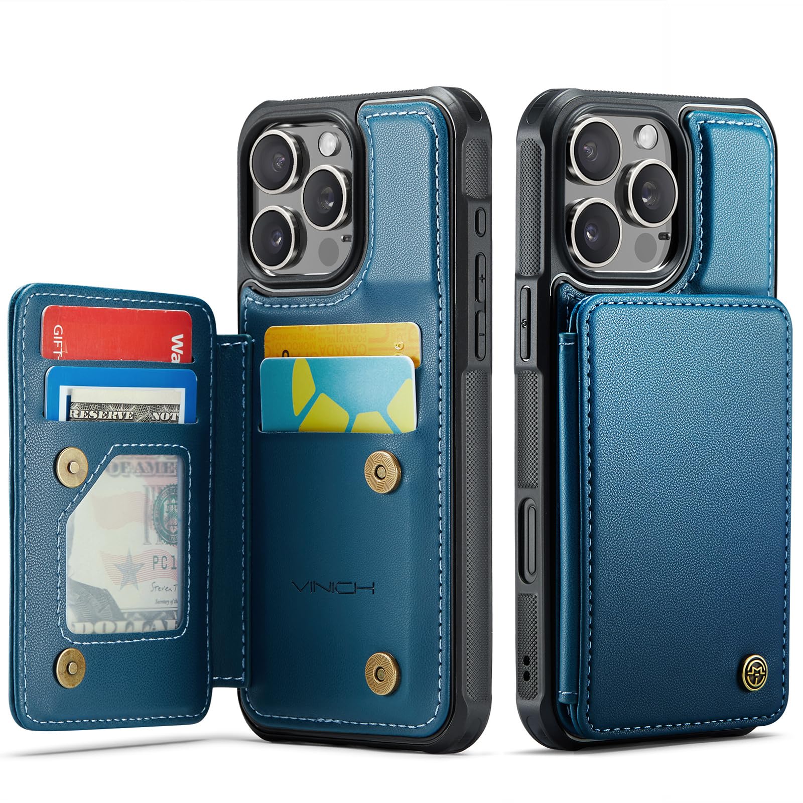 Vinich for iPhone 16 Pro Max Wallet Case with Card Holder, RFID Blocking Credit Slots Kickstand Shockproof Phone Cover Fit for iPhone 16 Pro Max 6.9"