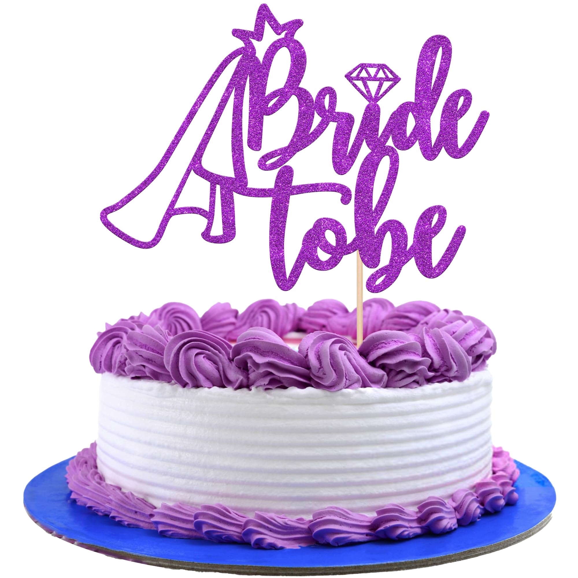 1 Stück Bride to Be Tortendeko Glitzer Braut Schleier Kuchen Deko Ring Cake Topper für Hochzeit Braut Dusche Thema Party Kuchen Dekoration Dunkeltviolett