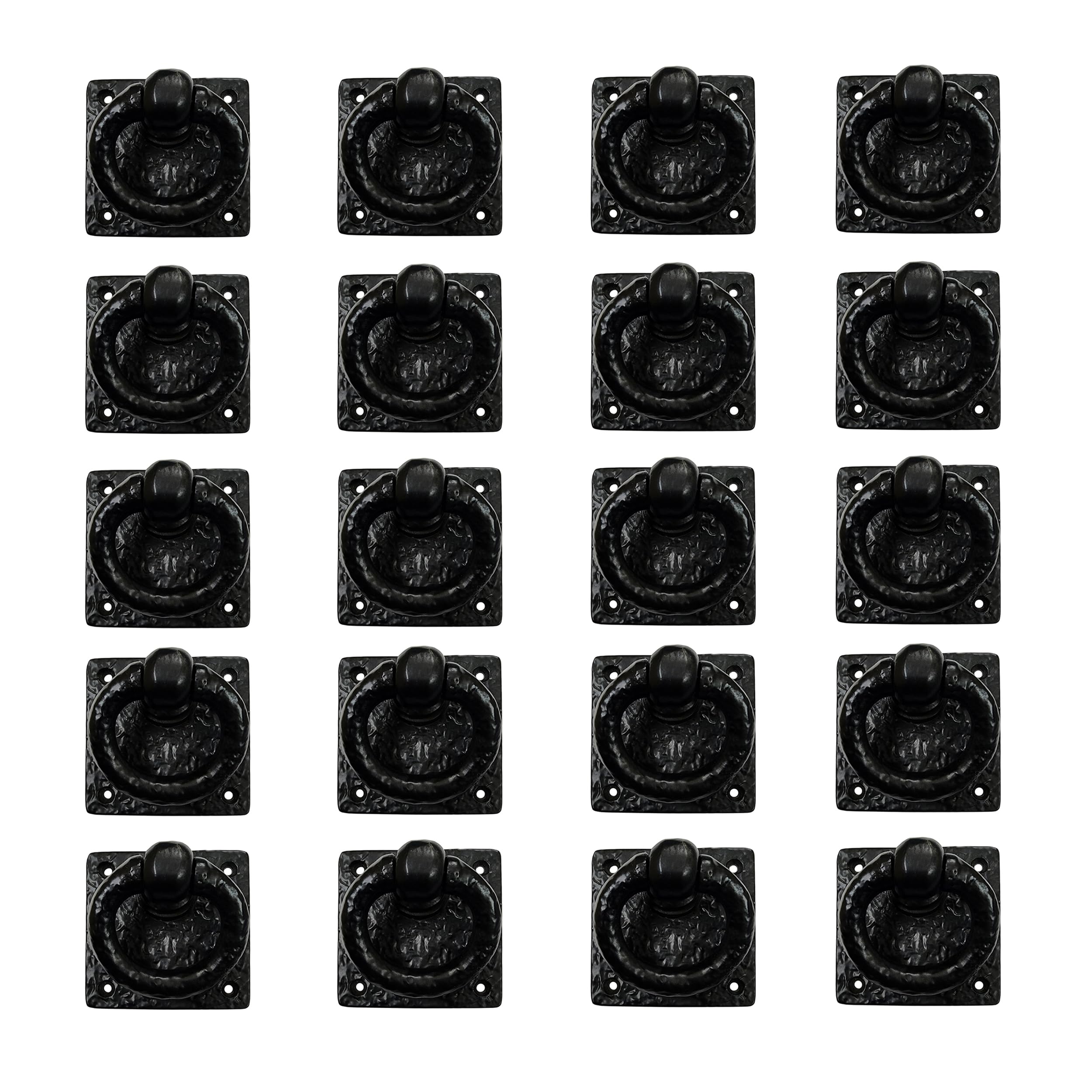 Adonai Hardware 3" "Adonikam Antique Cast Iron Ring Drop Pull (Supplied as 20 Pieces per Pack) - Matte Black