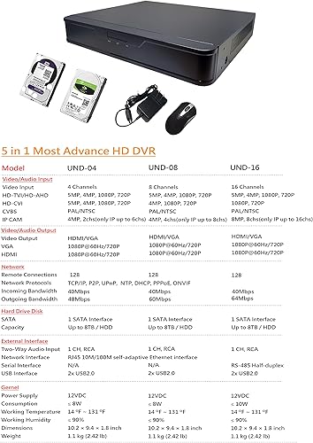 Miniatura 9 de Sistema de cámara de seguridad 101AV 16CH 1080P HD H.265H.264 2 en 1 DVRNVR, HD-TVICVIAHDIP, salida de video HDMIVGABNC, aplicaciones de teléfono