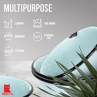 Vista 4 de Red Co. Juego de 4 cuencos redondos esmaltados de metal clásico de 20 onzas, color aguamarina envejecido/borde negro