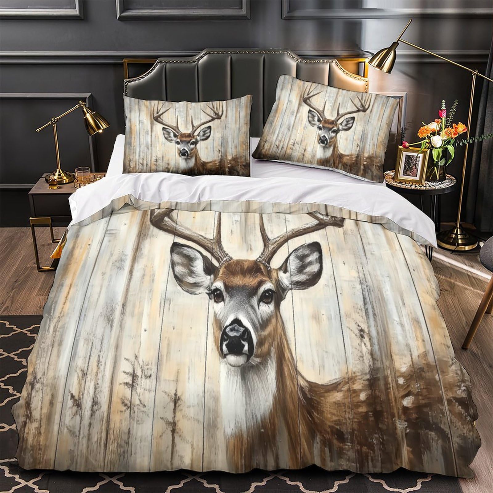 Linge de lit cerf rustique pour transformer votre chambre en un chalet de montagne