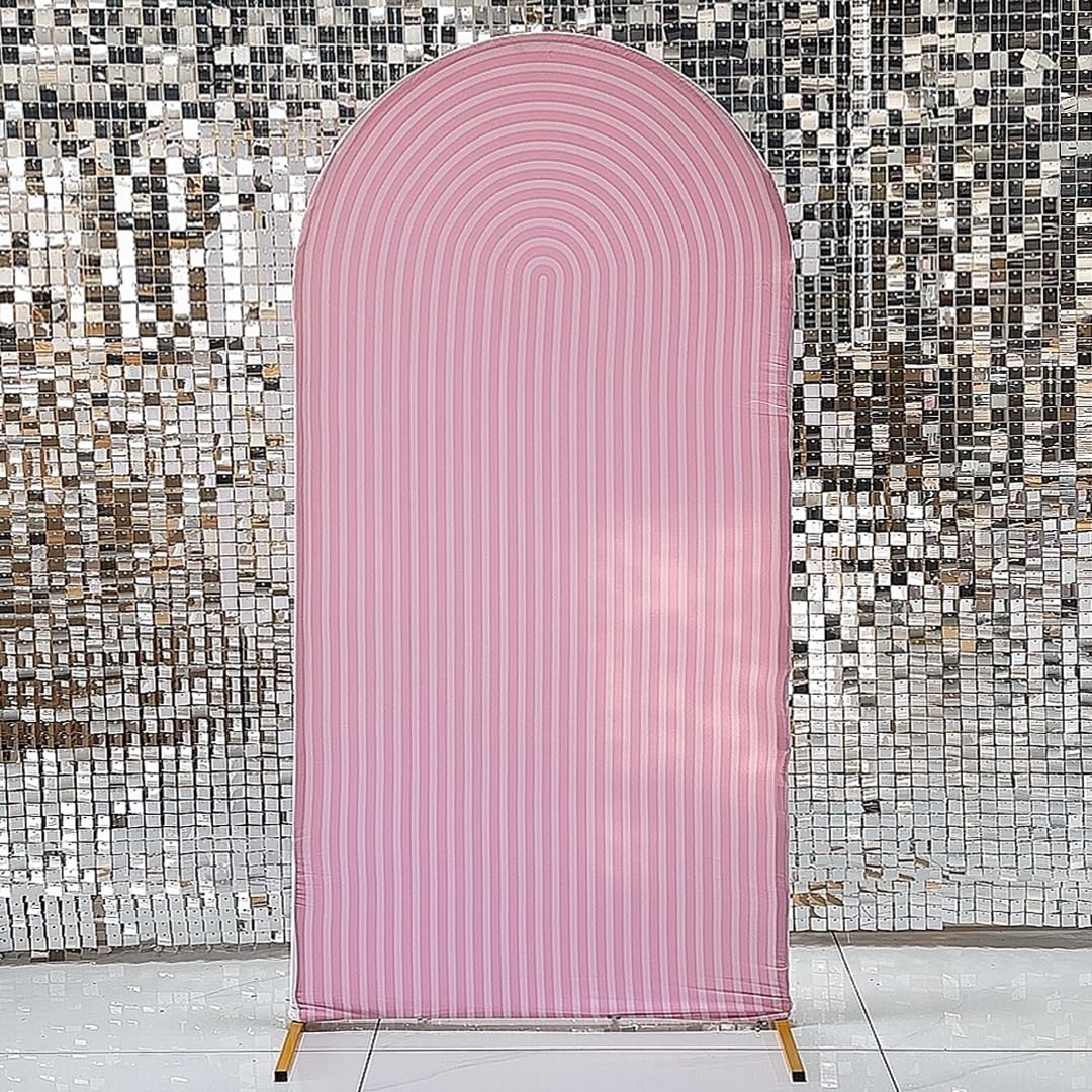 Spandex Arch Cover Backdrop Ripples 7ft Height Arched Frame Background Cover for Baby Shower Birthday Wedding Party Decoration