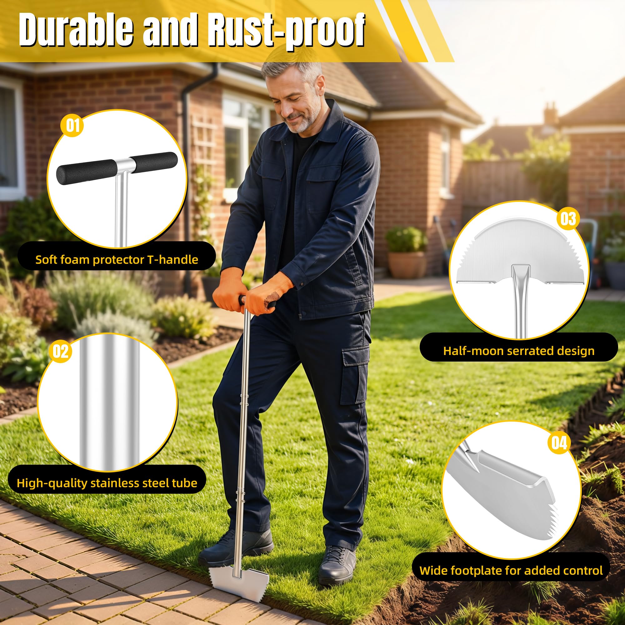 Serrated Lawn Edger - Half Moon Shovel for Perfect Edges -3