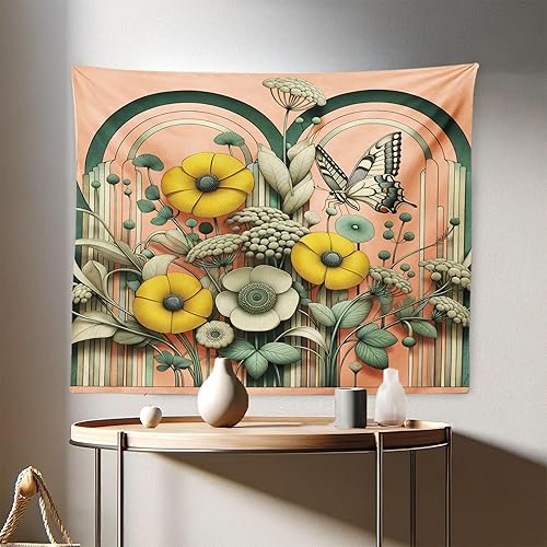 Miniatura 144 de Ambesonne Tapiz de fantasía, paisaje de fantasía con reloj, rayos de cielo de ensueño desde el techo, arte ficticio, colgante de pared ancho para