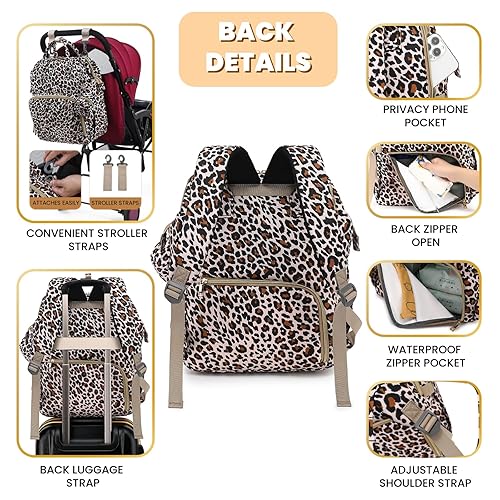 Miniatura 4 de Mochila para pañales con cambiador, funda para chupete, bolsa de bebé para niños y niñas pequeños, grande, elegante, bolsa de pañales de viaje