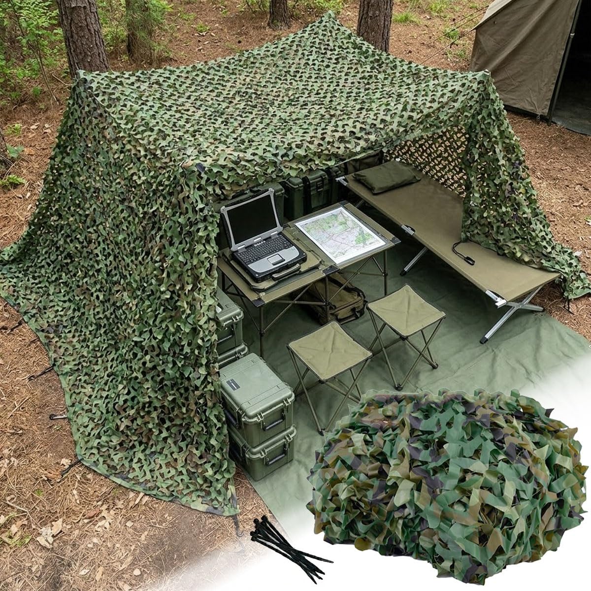 Filet de camouflage militaire pour chasse et ombrage extérieur multi tailles - 7