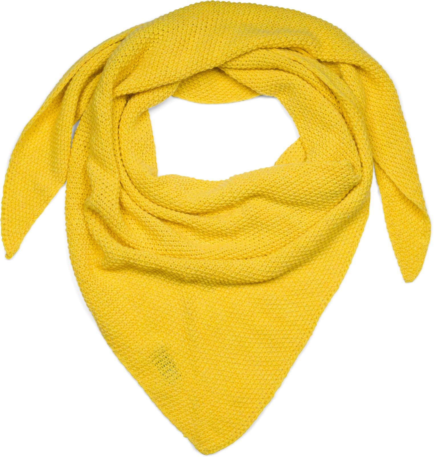 Stylebreaker Women's Yellow Xxl Knitted Triangle Scarf With Rice Grain Knitting Pattern In Plain Colours, Scarf, Light Scarf 01020042, Colour: