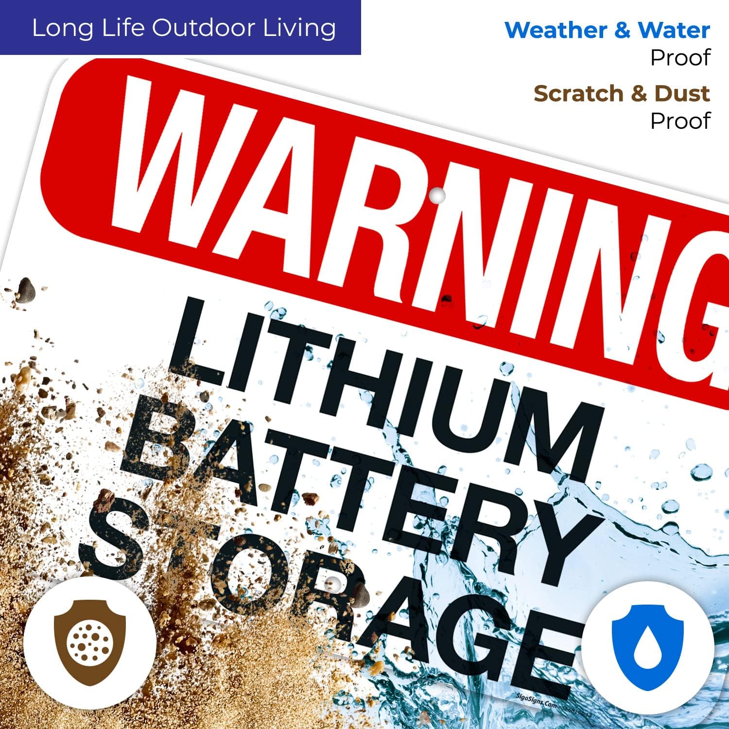 Warning Lithium Battery Storage Sign, 12x18 Inches, Rust Free .063 Aluminum, Fade Resistant, Made in USA