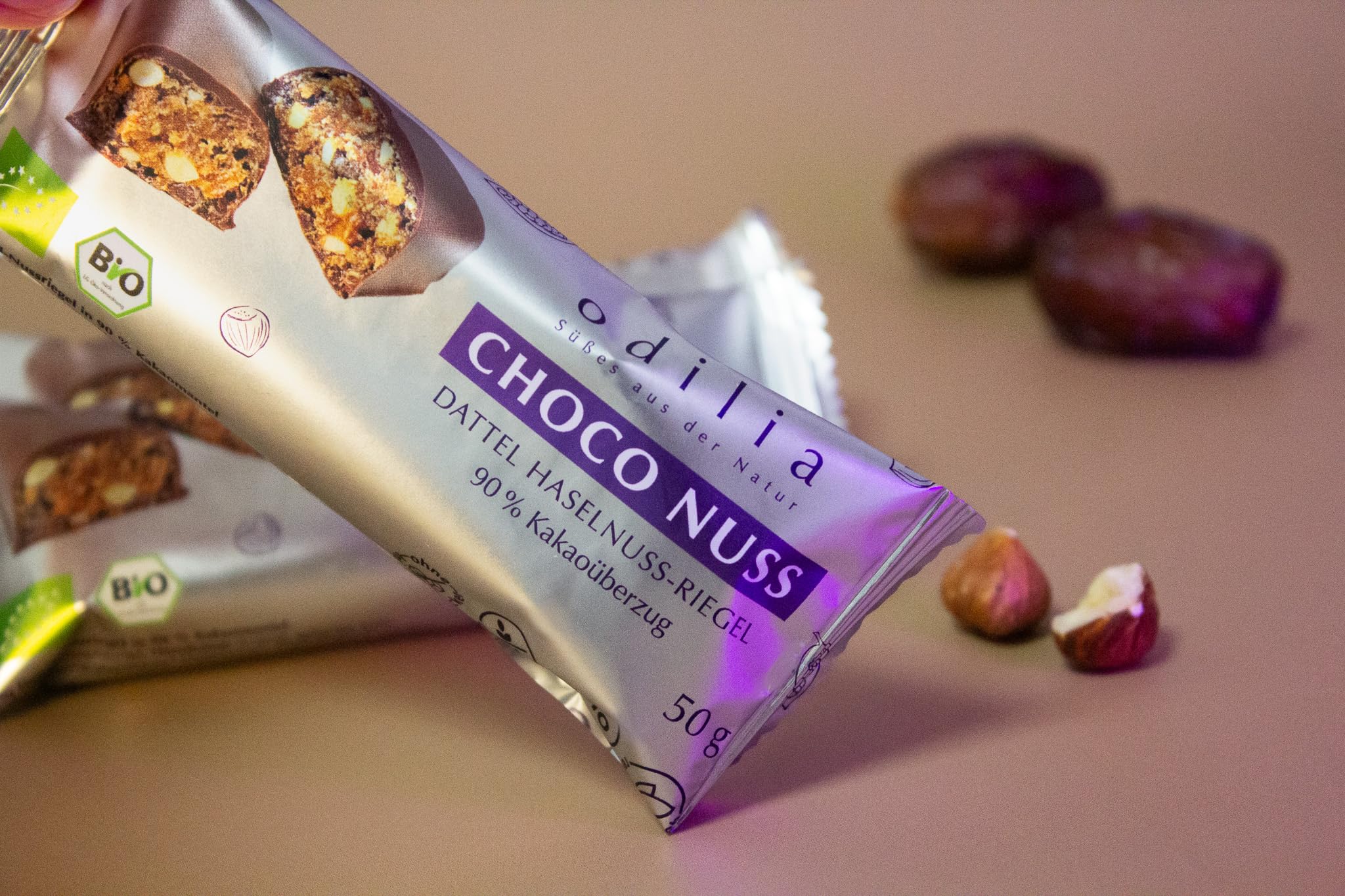 Odilia | Choko-Nuss | Bio Dattel Haselnussriegel | Veganer Energie-Snack mit Kakao | 100% natürliche Zutaten – Erhältlich