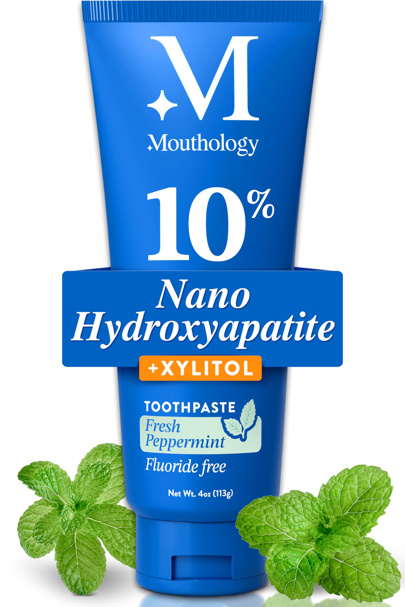 10% Nano Hydroxyapatite Toothpaste (Fluoride Free), Whitening*, Xylitol Toothpaste for Adults, Supports Enamel Care*, Appropriate for Sensitive Teeth*, SLS Free, Mint 4oz (USA Made)
