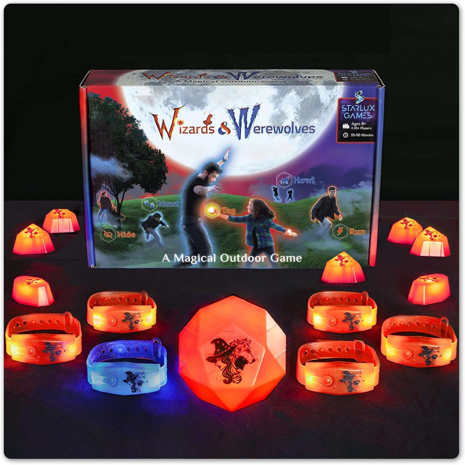 A Magical Glow-in-the-Dark Outdoor Game: Wizards & Werewolves: | 4-10 Players | Camping Games | Scavenger Hunt | Outdoor Toys for Kids 8-12+ | Teen Boys Gifts | “Like Capture The Flag with Magic”