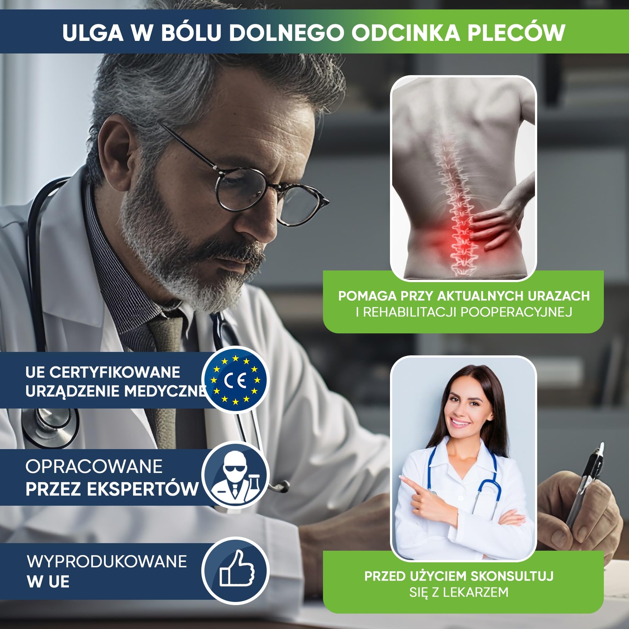 Pas lędźwiowy podtrzymujący plecy aHeal Ortopedyczny Rozmiar 4