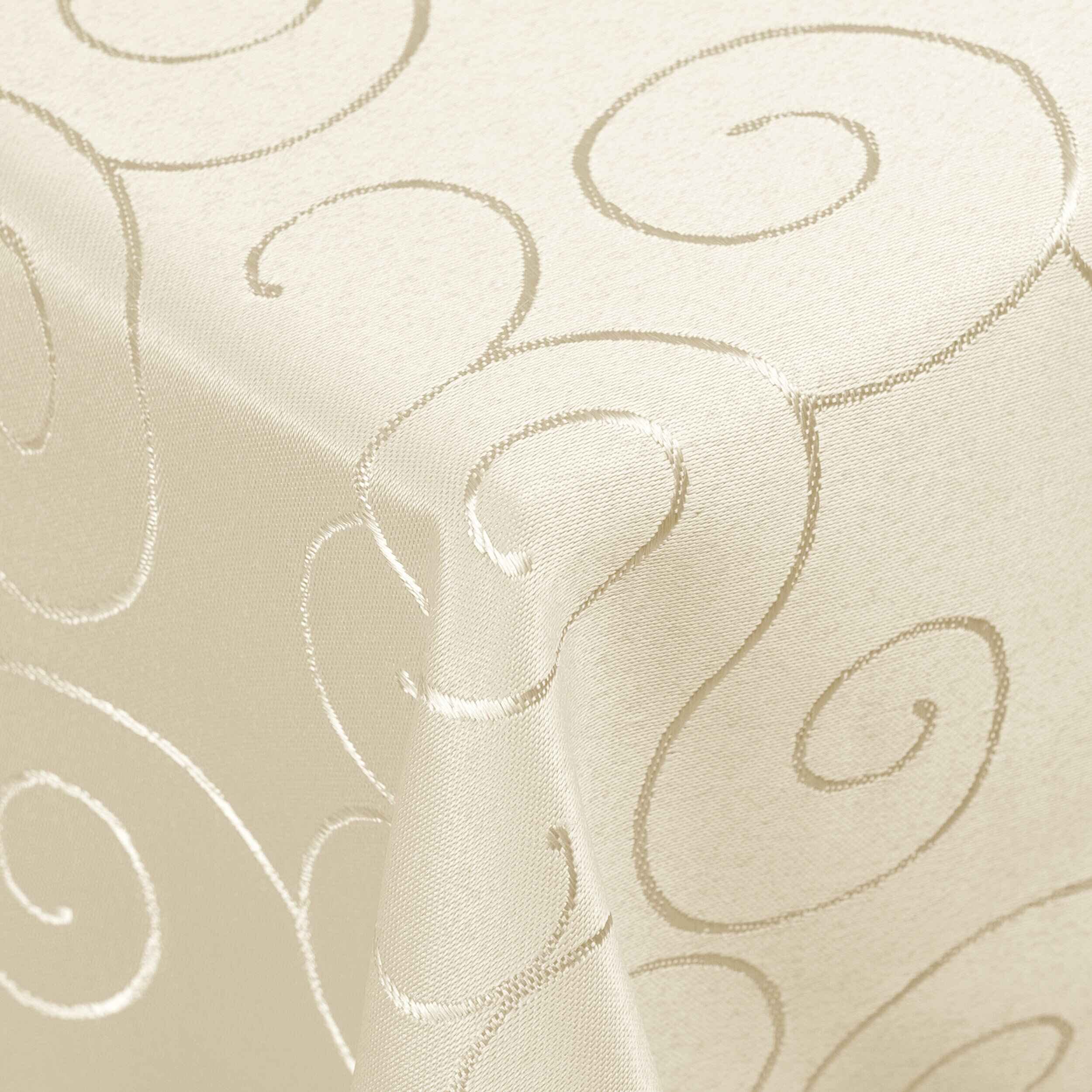 DecoHomeTextil Kringel Tischdecke, Rechteckig 110 x 180 cm Champagner, schwere Qualtität, glänzend, Damast Tafeldecke