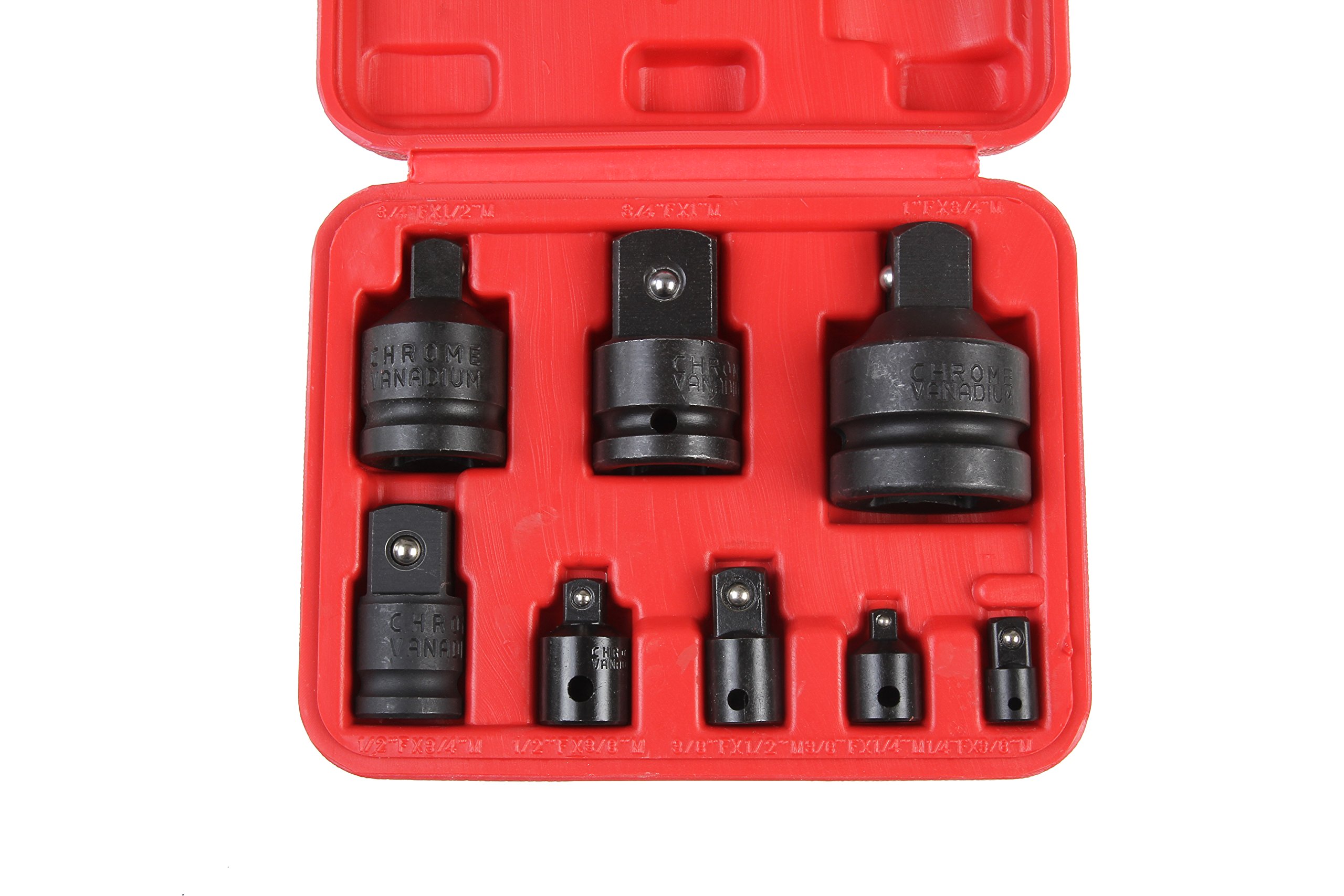8pc Impact Socket and Impact Adaptors Set or Impact Wrench with Sockets Applicable to 1/2, 3/8, 3/4, and 1/4 Deep Impact Socket Sizes, Drive Socket Set Includes Heavy-Duty Carrying Case