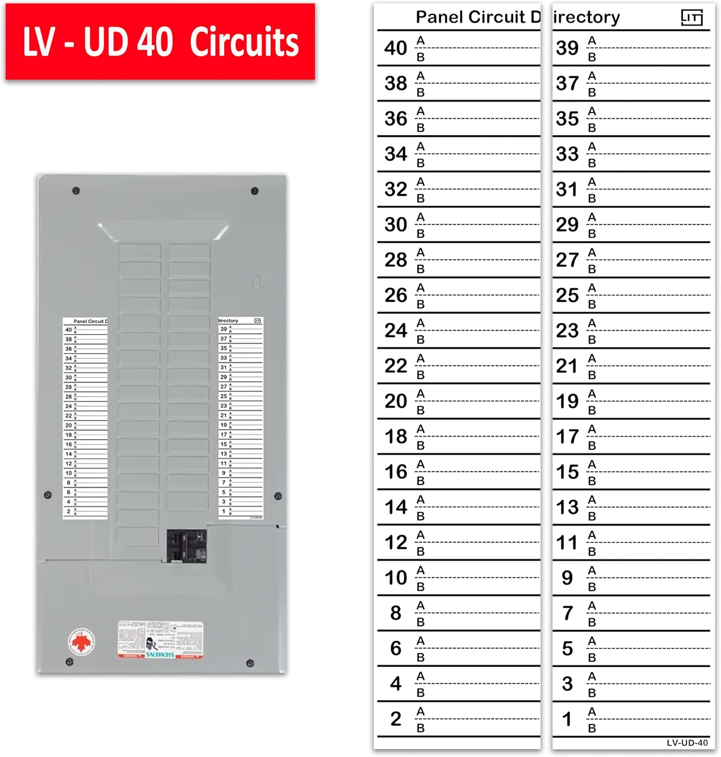 Inverse 40 Circuits 2 Labels Vinyl Fuse Box Circuit Breaker Upside Down Panel Directory Labels Stickers Decals for All Electrical Panel/Load Centers Waterproof