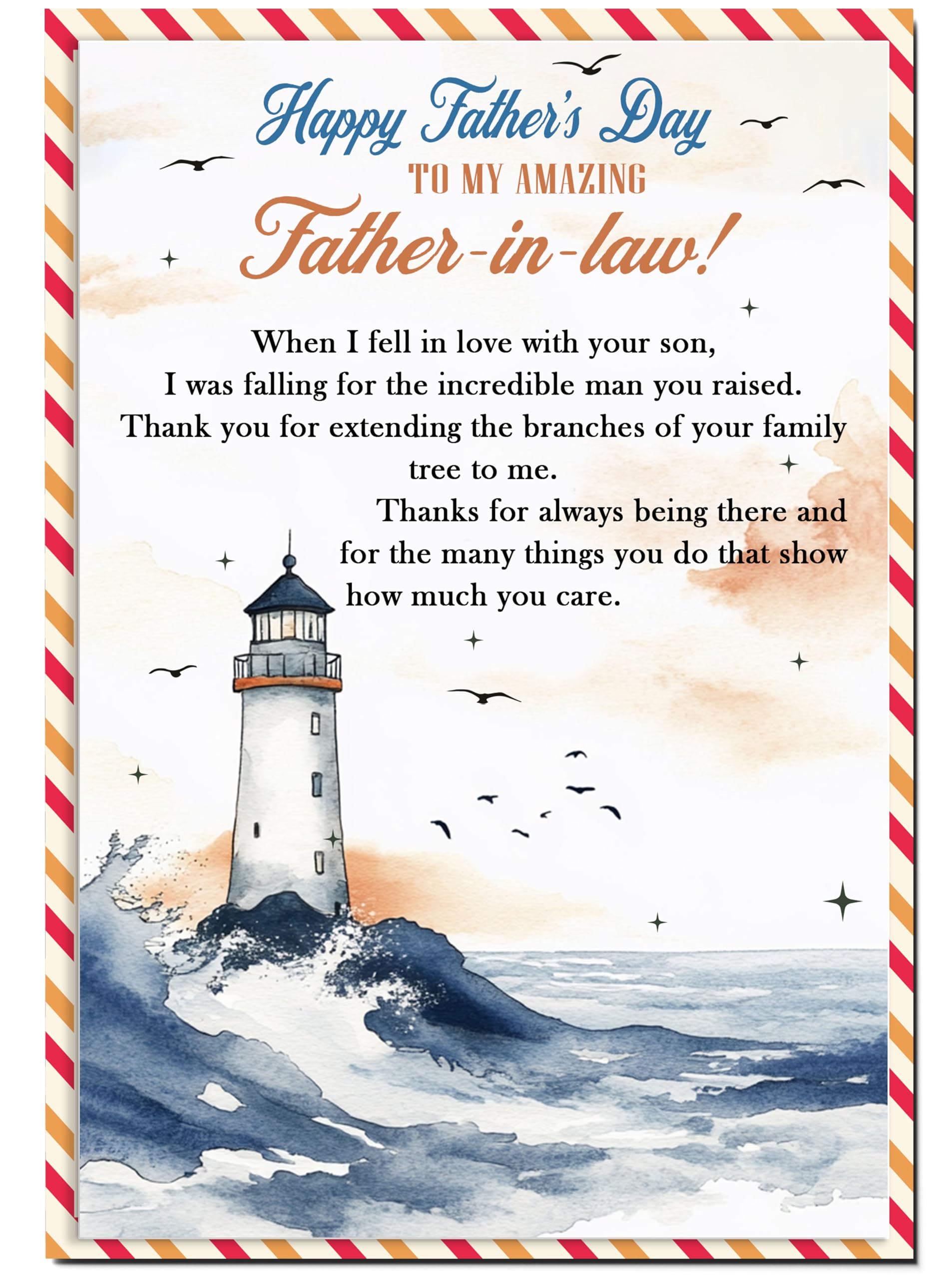 BlinkWishes Father's Day Card for Father In Law, Father In Law Fathers Day Card with Seal and Envelope, Gift Cards from Daughter and Son-in-laws