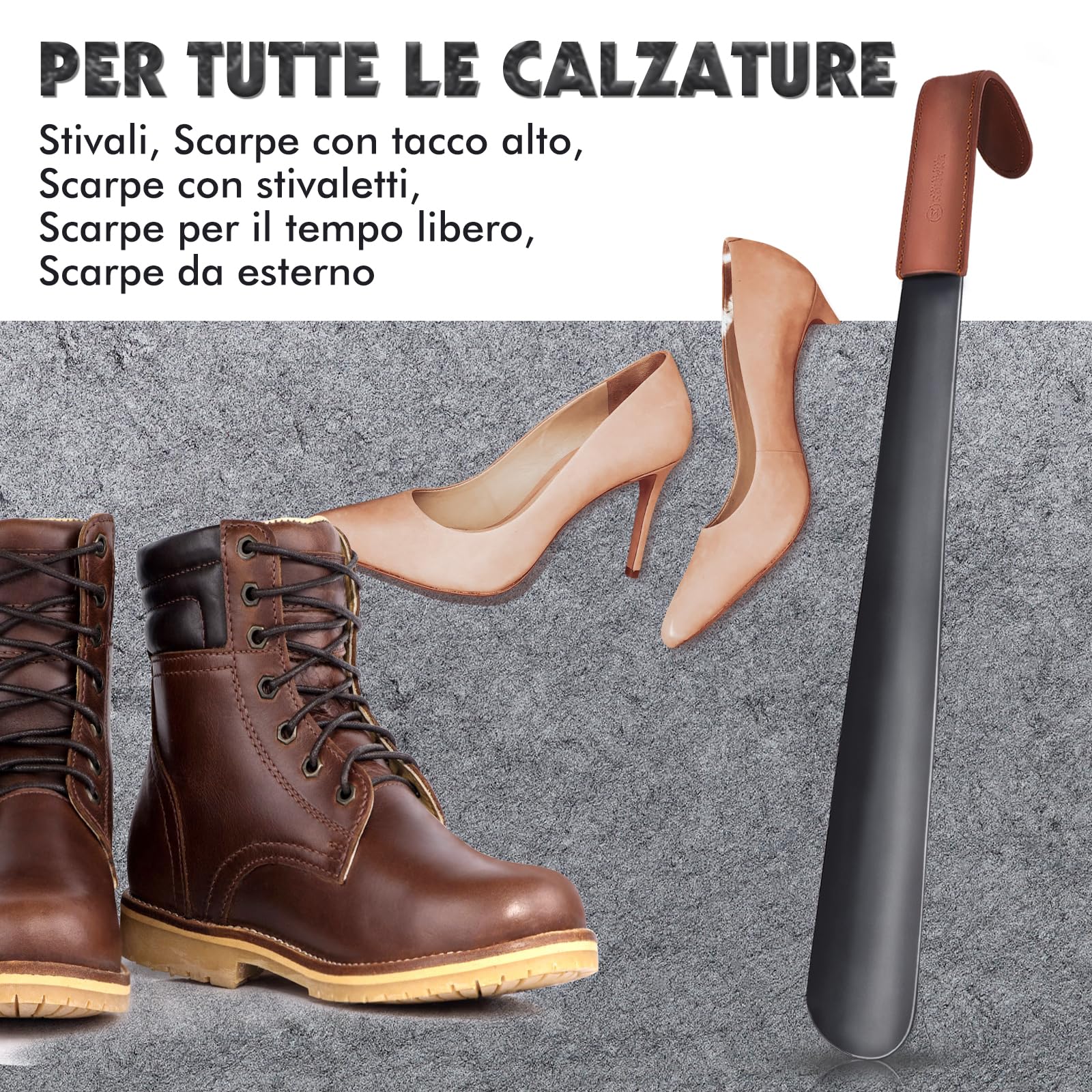 ZOMAKE Calzascarpe Lungo, 42cm Calza Scarpe Metallo, Calzante per Scarpe Facile Da Usare, Shoe Horn per Uomini Donne Anziani
