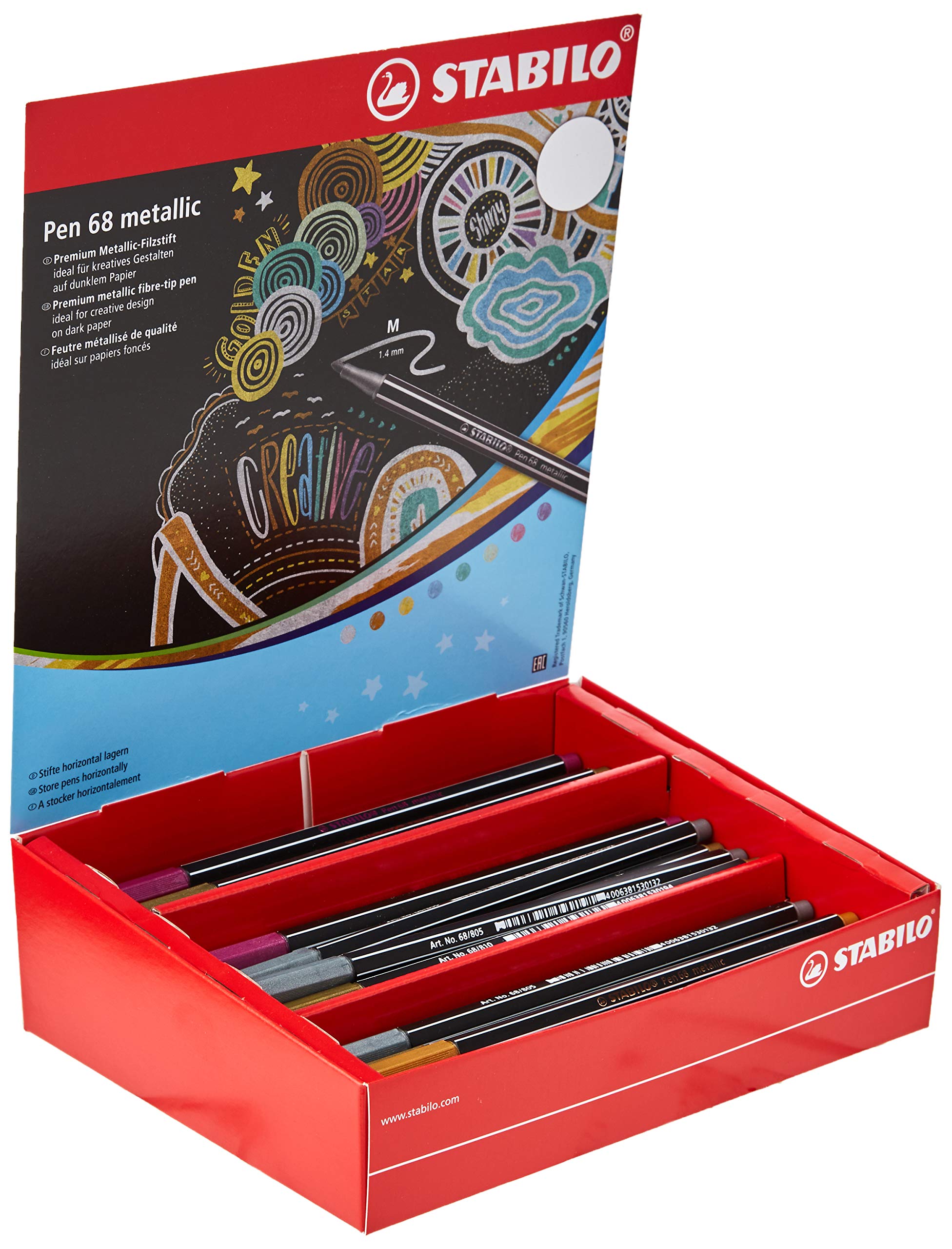 STABILO Metallic Premium Filzstift Pen 68 Metallic Display von 60 Stück
