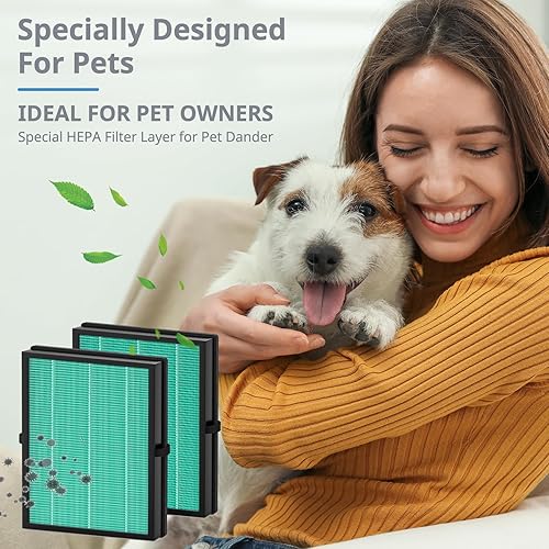 Miniatura 6 de MK04 MG04JH Filtros de repuesto  Compatible con MK04 MG04JH Puri-fier de aire H13 True HEPA Green Fil-ter para caspa de mascotas, en comparación con