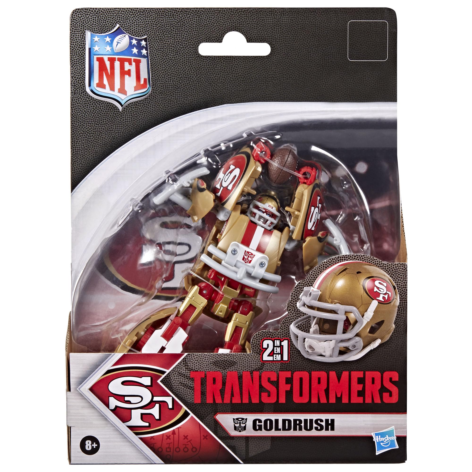 Transformers NFL San Francisco 49ers Goldrush, 5.5-Inch Robot Action Figure Changes to Helmet, Collectible Football Toys, 8+ : Sports & Outdoors
