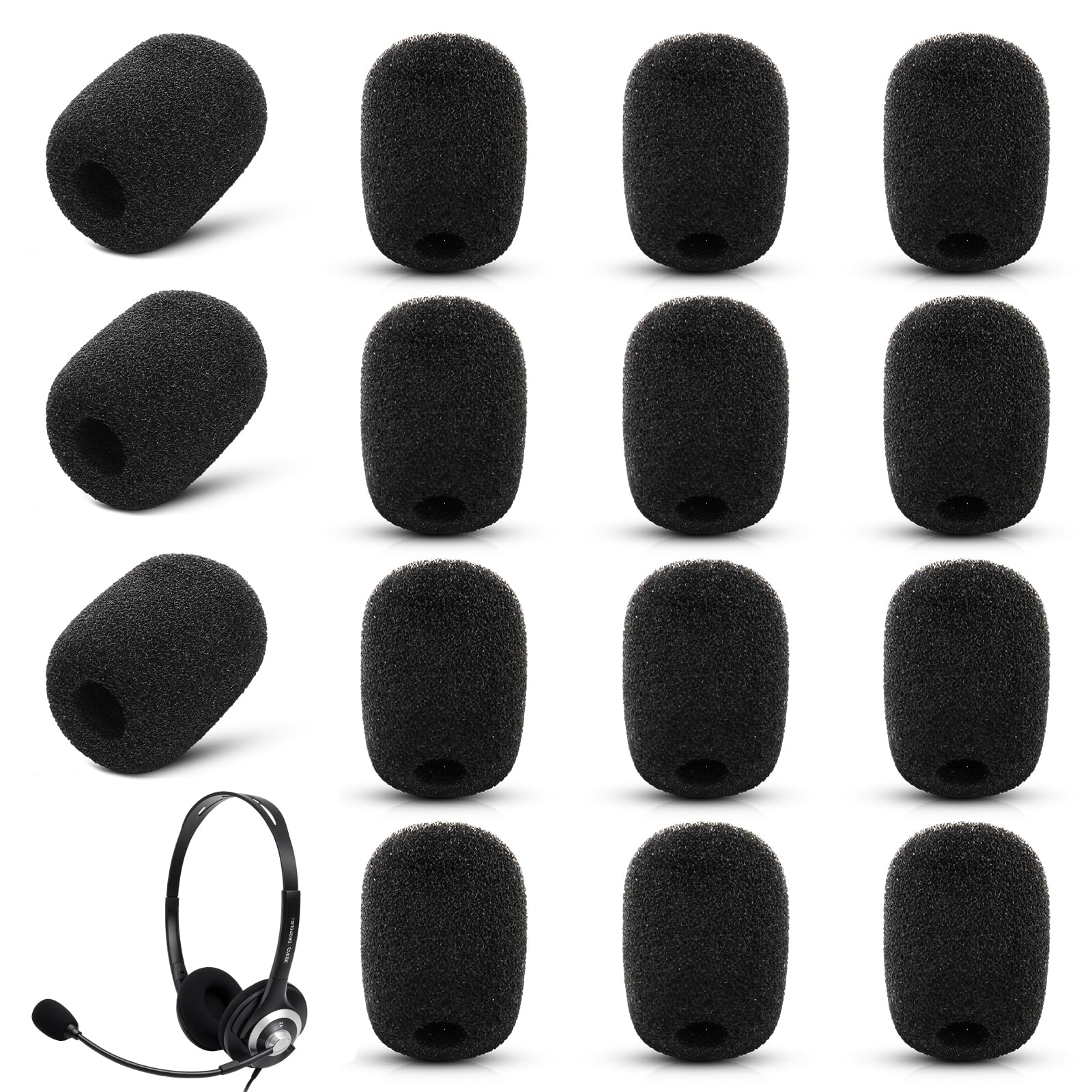 Thinp 15 Pcs Microphone Windscreen Mini Microphone Covers Foam Microphone Cover Headset Microphone Covers High Density Foam Mic Covers for Microphones of Lavalier and Lapel Headset Mic Noise Reduction