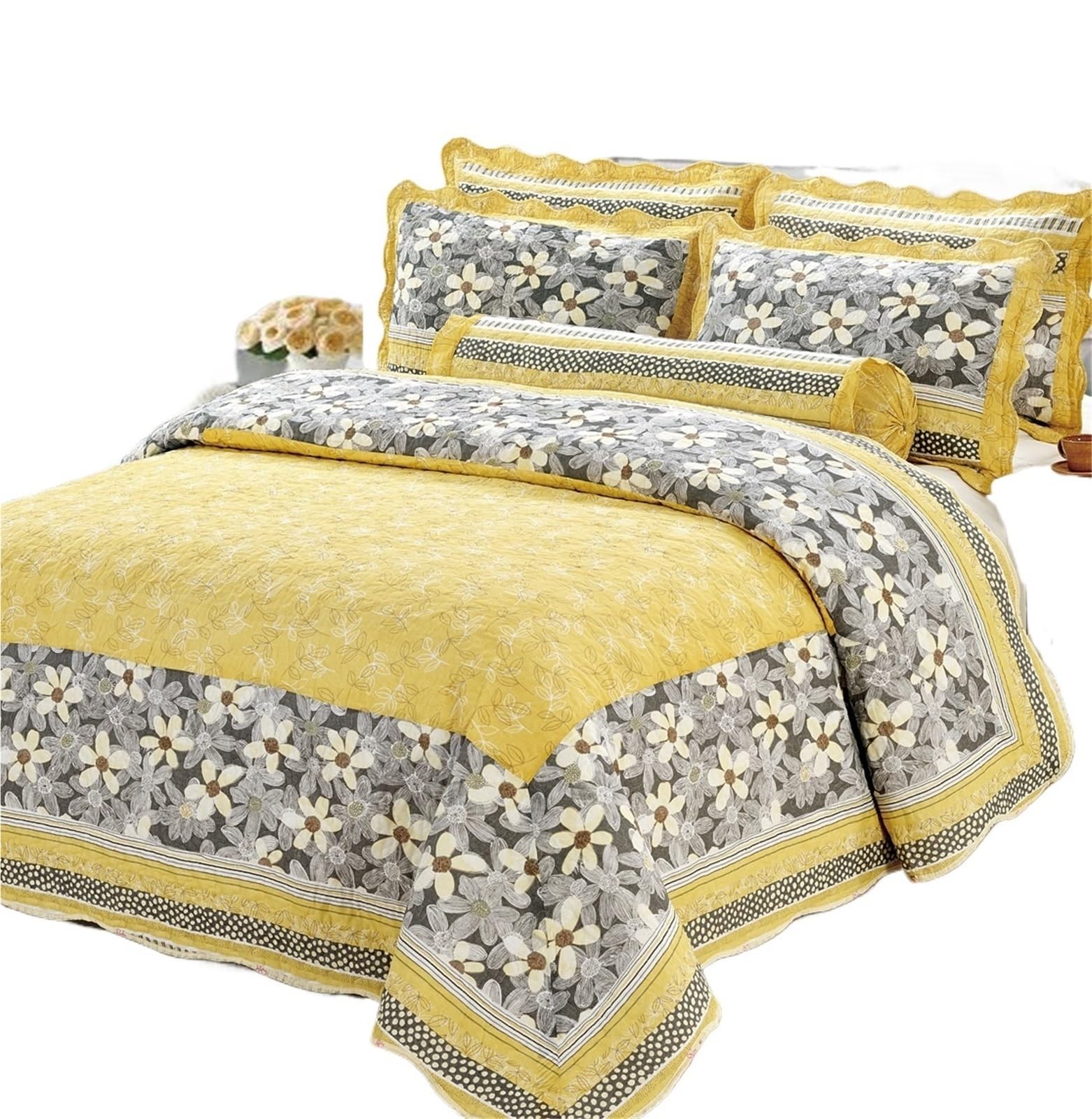 DAJGRHE Bedspread Plaid Cotton Quilt Set, Patchwork Blanket, Home Bedding, 3Pcs(Color 9)