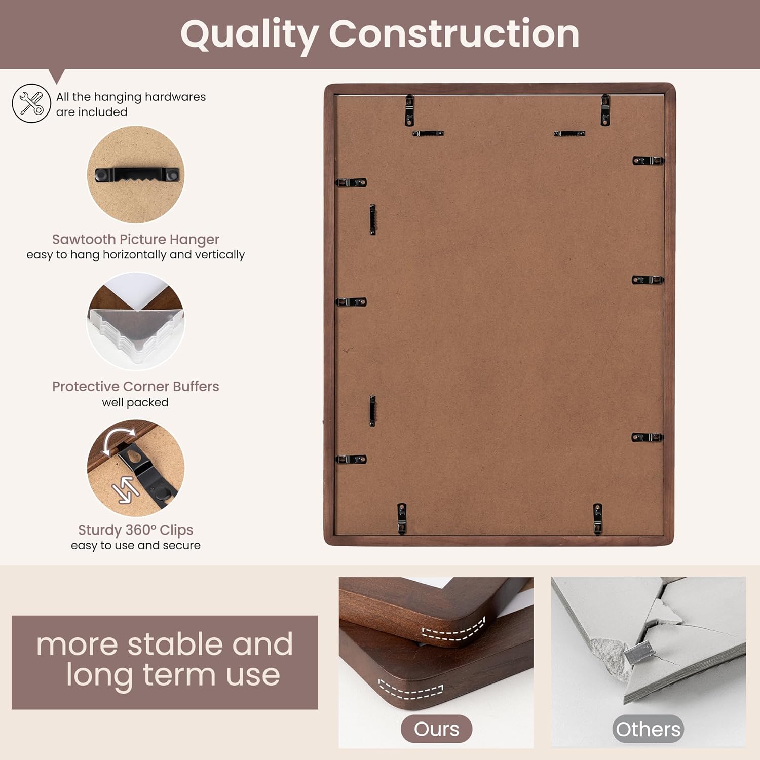 FLYJOE 18 x 24 Poster Frame - Solid Walnut Wood 24x18 Poster Frame, 18 x 24 Picture Frame With Mat For 16x20, Tempered Glass and Hanging Hardware Included, Puzzle Frame 18x24 Wood, Natural Walnut
