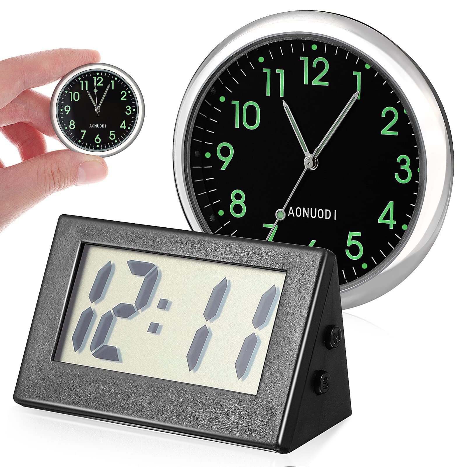 PartyKindom 2 PCS Car Clock Small Digital Clock, Car Dashboard Clock