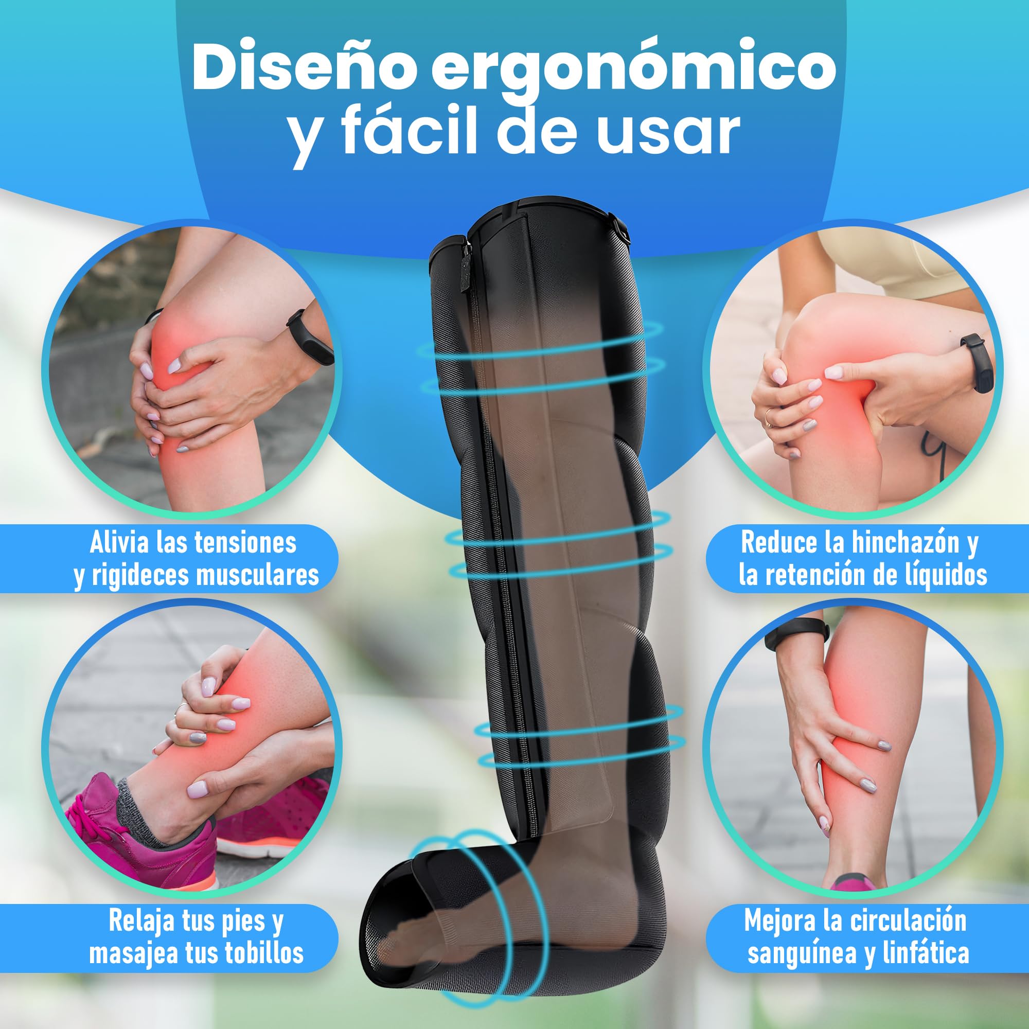 GreatDreams® Botas de Presoterapia para Piernas - Masajeador de Piernas con Calor y Compresion de Aire 360° - Presoterapia para Casa con 3 Modos - Relajacion y Recuperacion Muscular, Drenaje Linfatico