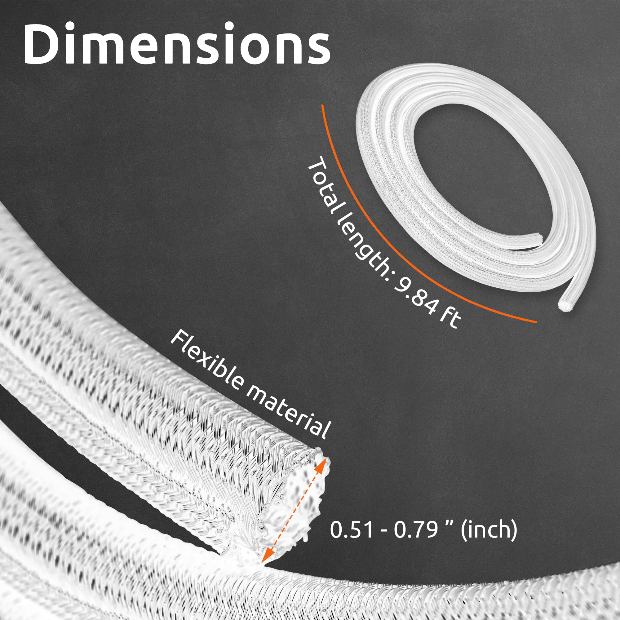 ECENCE 3m / 118inch Osłona na kable 13-20mm Samozamykająca się osłona na kable prowadnicę do kabli można przyciąć na wymiar do komputera kina domowego samochodu biura samoprzylepna tkana