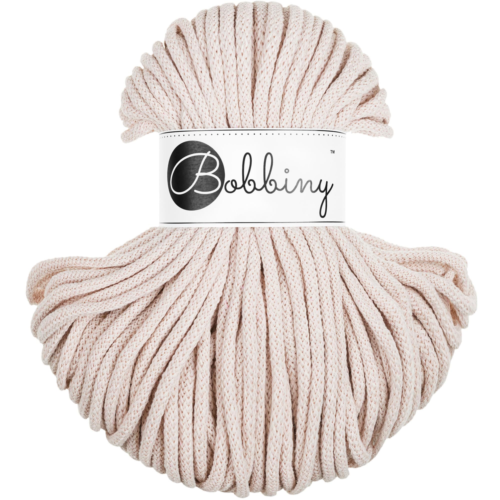 Bobbiny Premium 5mm Braided Macrame Cord 100% Recycled Cotton (Nude) 50m — image 1
