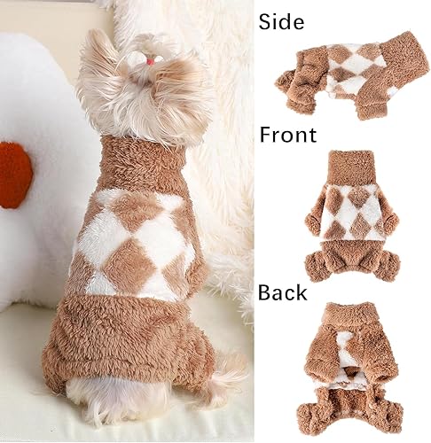 Miniatura 5 de Pijamas de primavera para perros, suéteres para perros pequeños, ropa de chihuahua, ropa ligera de forro polar para mascotas, ropa de gato, XS, beige