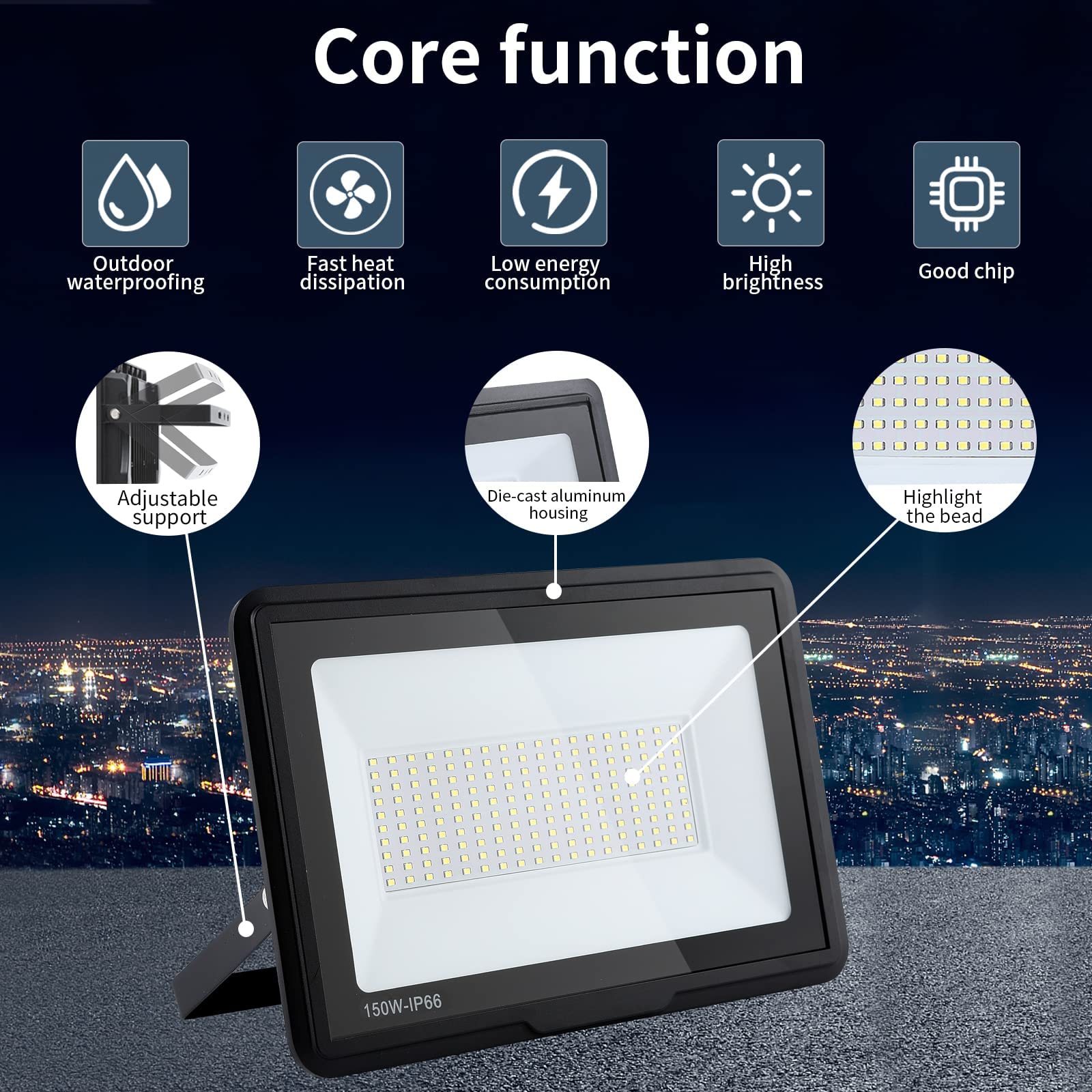LED Strahler Außen 150W: 15000LM 3000K IP66 Flutlichtstrahler Außenleuchte | Led Scheinwerfer Energiesparend Flutlicht Für Sportplätze,Garagenhöfe,Gärten