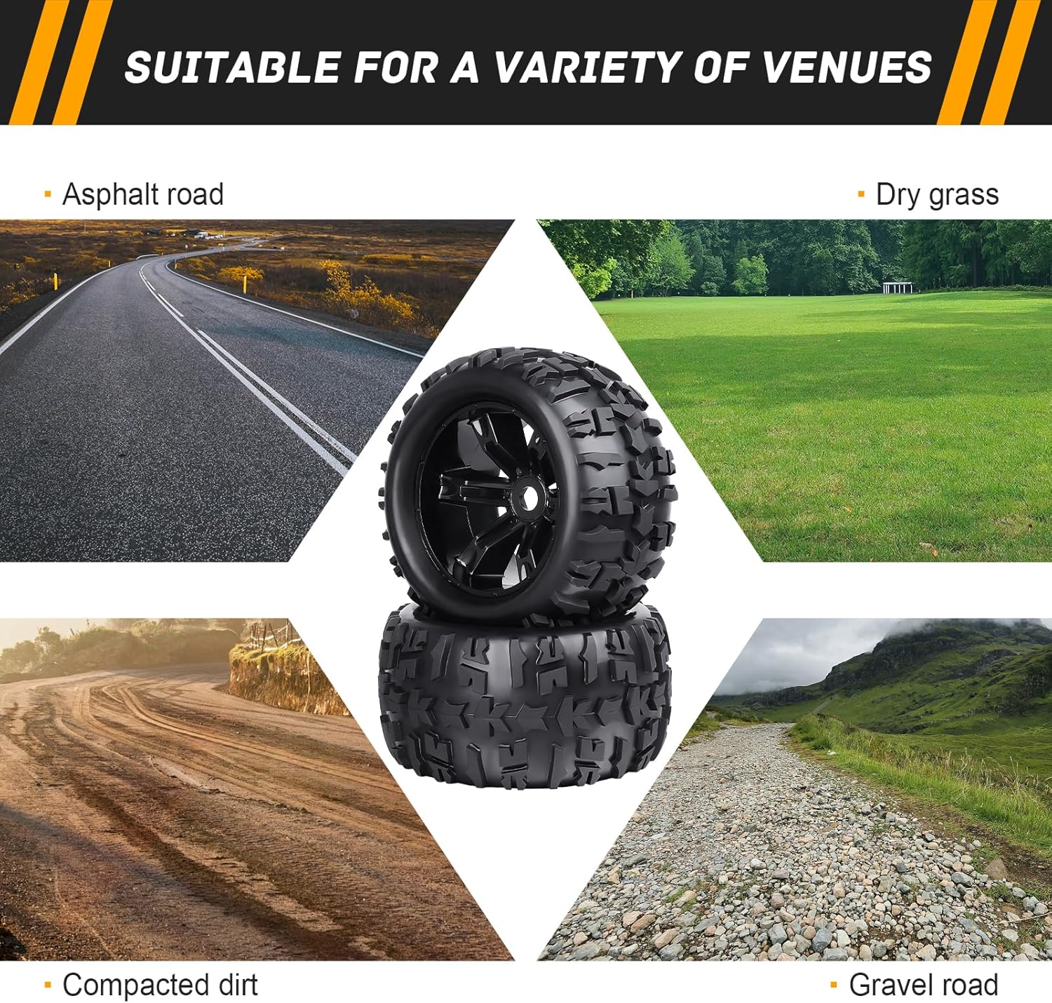 Preglued 17mm Hex RC Truck Tires and Wheels for 1/8 Scale Arrma Kraton Notorious 6s Traxxas Maxx Sledge E-Revo 2.0 Redcat Racing Kaiju HPI Savage Monster Truck Replacement - Image 2