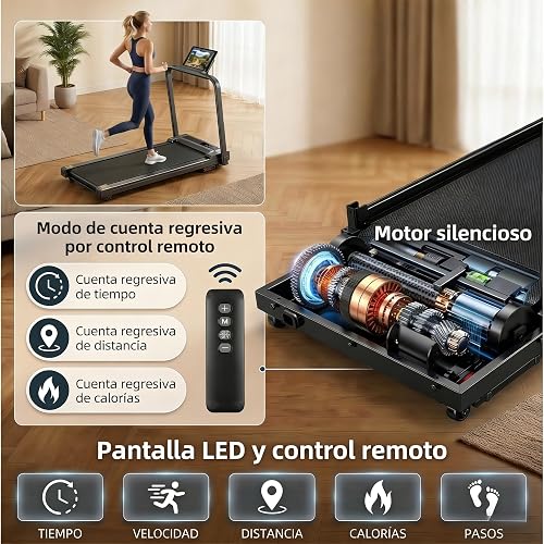 VitaForge Tapis de Course,Tapis Roulant Pliable,Vitesse Max 10 km/h, Support Tablette Ventouse, télécommande, Silencieux Walking Pad Compact pour la Maison et Le Bureau (Black) - 5